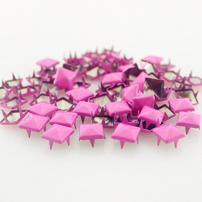 Mix-Colors 100 bucăți 9 mm Punk Pyramid DIY Metal Pătrat cu nituri și țepi pentru îmbrăcăminte Pantofi Genți Accesorii