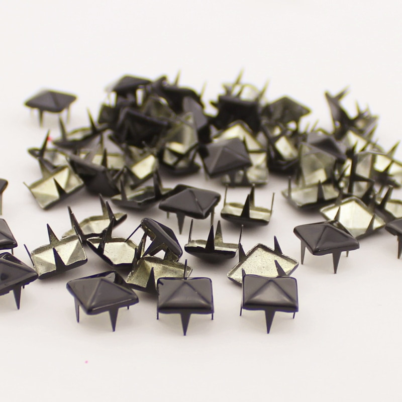Mix-Colors 100 bucăți 9 mm Punk Pyramid DIY Metal Pătrat cu nituri și țepi pentru îmbrăcăminte Pantofi Genți Accesorii