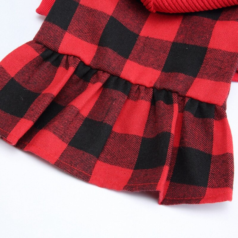 Kockované šaty s kapucňou pre psov, teplý mäkký sveter pre psov, sukňa s klobúkom, jesenné a zimné oblečenie pre domáce zvieratá