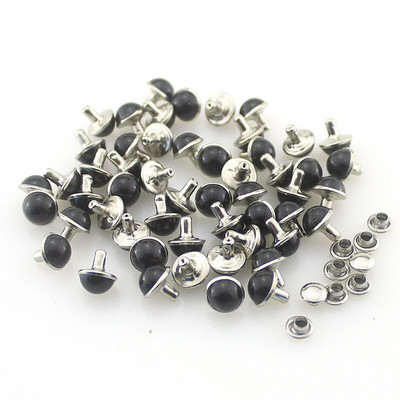 100 komplekti / kott Läbimõõt 8 mm Värvilised akrüülist türkiissinised ja messingist needid naha jaoks Rhinestoni naelad riidekottide jaoks DIY tarvik