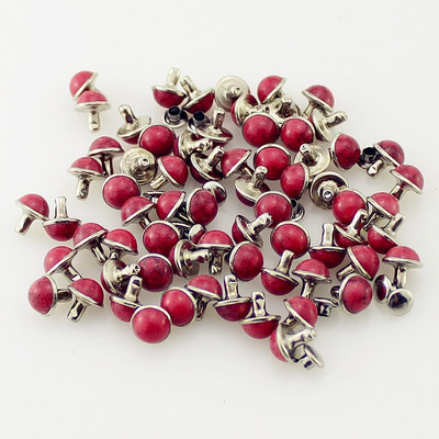 100 komplekti / kott Läbimõõt 8 mm Värvilised akrüülist türkiissinised ja messingist needid naha jaoks Rhinestoni naelad riidekottide jaoks DIY tarvik