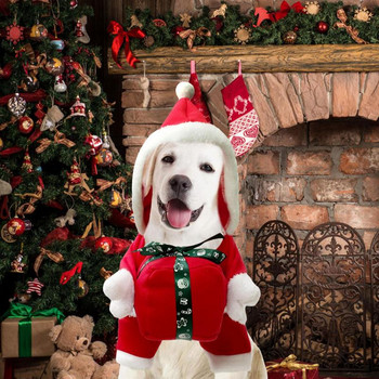 Χριστουγεννιάτικη στολή σκύλου Αστεία ρούχα για κατοικίδια Cosplay Ρούχα Άγιου Βασίλη με κολλώδη αγκράφα Χαριτωμένο κουτάβι Χριστουγεννιάτικη στολή Δώρο για