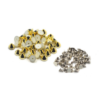 KALASO 100Seturi Argintiu Aur Placat Negru Con Acrilic Știfturi Punk Nituri Tețuri pentru Pantofi Geanta Decorarea hainelor 6.5x5mm