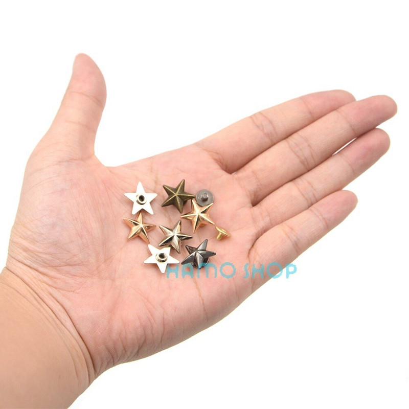 10tk Metallist täht Needid Naastud Naelad Täpid Nööbid Nahk Käsitöö DIY Vöökoti jaoks Scrapbooking Kingad Kork Sildid Riided Aksessuaarid