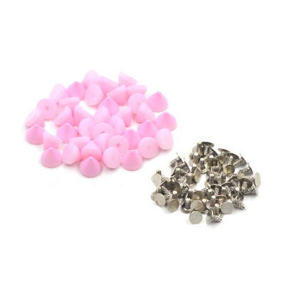 KALASO 100 seturi de conuri acrilice multicolore punk punk nituri țepi pentru pantofi, pungă, sticle, decorare, accesorii de artizanat, 6,5 x 5 mm