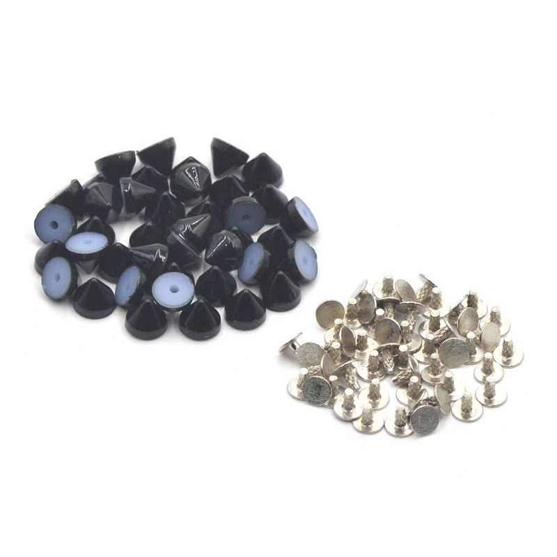 KALASO 100 seturi de conuri acrilice multicolore punk punk nituri țepi pentru pantofi, pungă, sticle, decorare, accesorii de artizanat, 6,5 x 5 mm