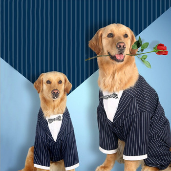 MTMTPET Ρούχα για κατοικίδια Μεγάλα σκυλιά ριγέ παπιγιόν κοστούμι Ρούχα για σκύλους Ρούχα για κατοικίδια Παπιγιόν Μεγάλα σκυλιά Cool fashion νυφική στολή