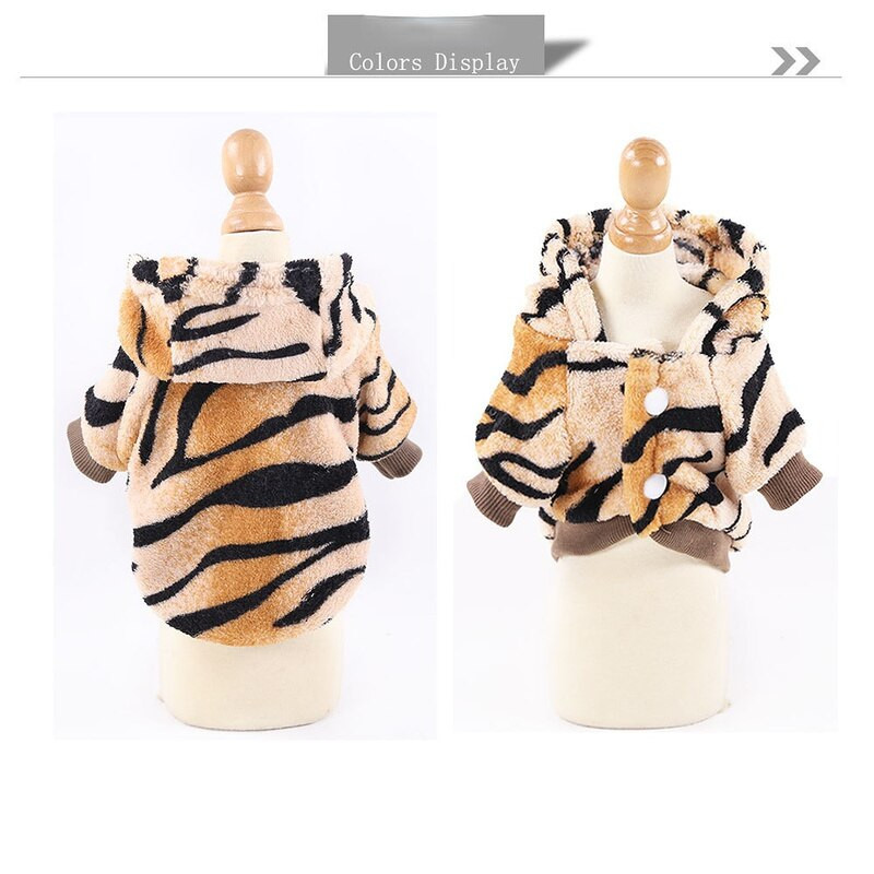 Tiigrimustriga koerte pidžaama soe kutsika kombinesoon Sügistalvine riie prantsuse buldogile corgi cosplay kostüümidele York Halloweeni ülikond