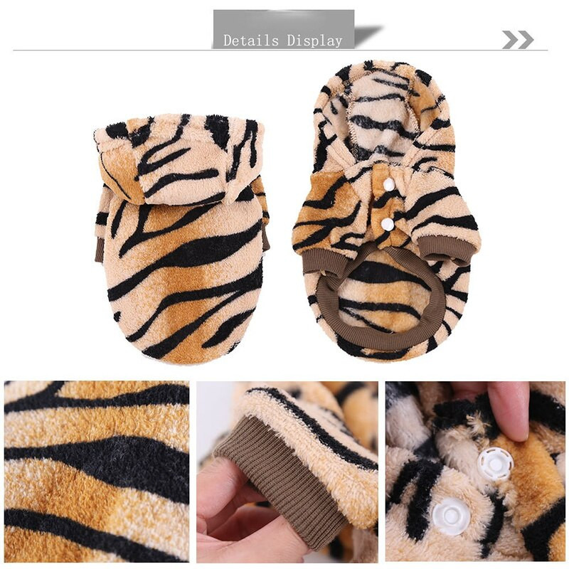 Tiigrimustriga koerte pidžaama soe kutsika kombinesoon Sügistalvine riie prantsuse buldogile corgi cosplay kostüümidele York Halloweeni ülikond