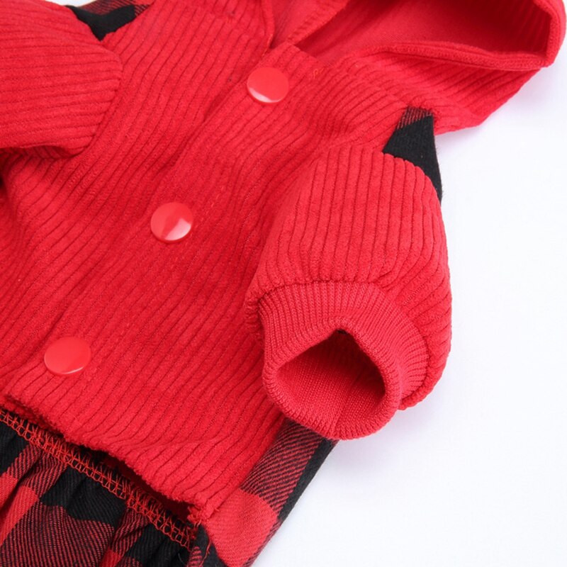 Suknelė su languotu šunų gobtuvu, šilta minkšta šuns megztinio sijono apranga su skrybėle Rudens ir žieminiai augintinio paltai