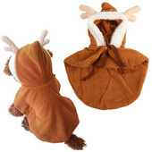 Drăguț câine costum de elan de Crăciun moale, cald, larg, la modă, cățeluș, elan, haină cu glugă pentru câini de talie mică, haine de petrecere pentru animale de companie