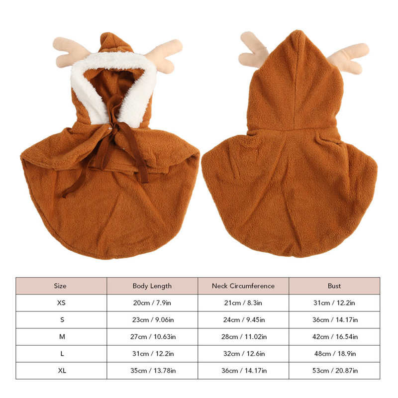 Drăguț câine costum de elan de Crăciun moale, cald, larg, la modă, cățeluș, elan, haină cu glugă pentru câini de talie mică, haine de petrecere pentru animale de companie