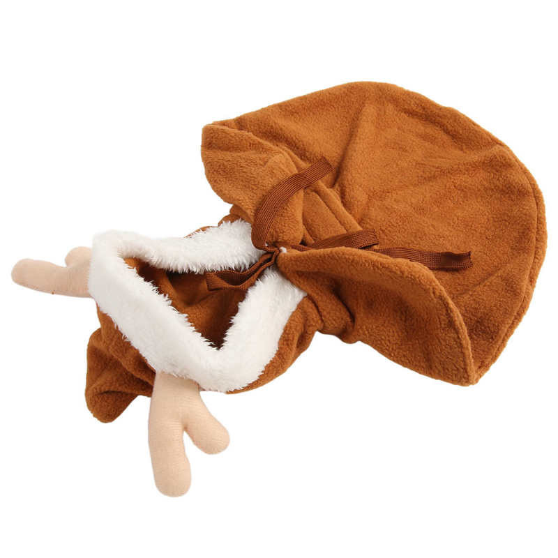 Drăguț câine costum de elan de Crăciun moale, cald, larg, la modă, cățeluș, elan, haină cu glugă pentru câini de talie mică, haine de petrecere pentru animale de companie