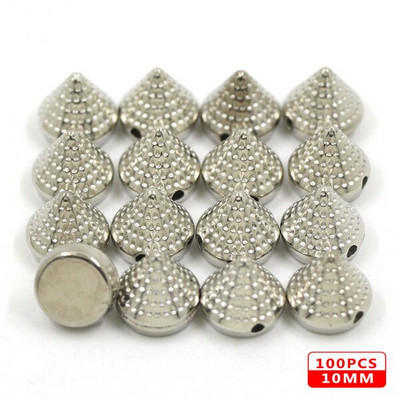 100 vnt. Siuvamosios kniedės CCB piramidinės kūgio kniedės Visų rūšių plastikinės smeigės Sidabrinis Auksas Juodi Spygliai Odiniams Drabužiams Aksesuarai Pasidaryk pats