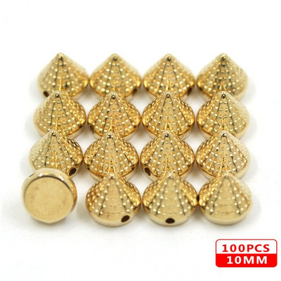 100 vnt. Siuvamosios kniedės CCB piramidinės kūgio kniedės Visų rūšių plastikinės smeigės Sidabrinis Auksas Juodi Spygliai Odiniams Drabužiams Aksesuarai Pasidaryk pats