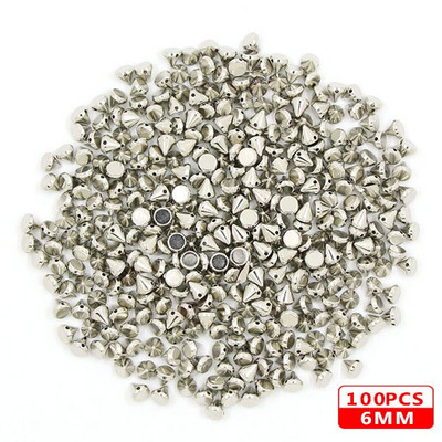 100 vnt. Siuvamosios kniedės CCB piramidinės kūgio kniedės Visų rūšių plastikinės smeigės Sidabrinis Auksas Juodi Spygliai Odiniams Drabužiams Aksesuarai Pasidaryk pats