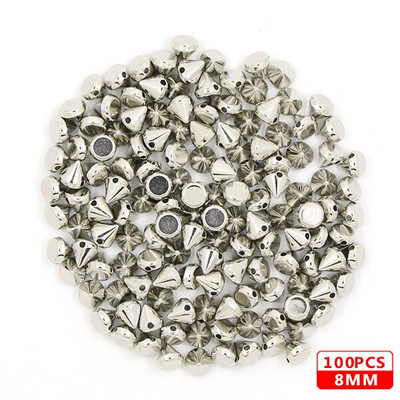 100 vnt. Siuvamosios kniedės CCB piramidinės kūgio kniedės Visų rūšių plastikinės smeigės Sidabrinis Auksas Juodi Spygliai Odiniams Drabužiams Aksesuarai Pasidaryk pats