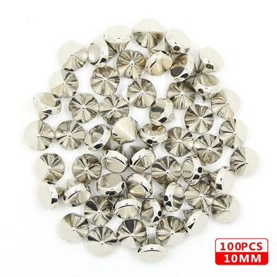 100 vnt. Siuvamosios kniedės CCB piramidinės kūgio kniedės Visų rūšių plastikinės smeigės Sidabrinis Auksas Juodi Spygliai Odiniams Drabužiams Aksesuarai Pasidaryk pats