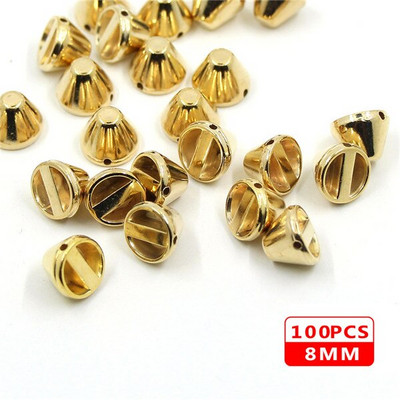 100 vnt. Siuvamosios kniedės CCB piramidinės kūgio kniedės Visų rūšių plastikinės smeigės Sidabrinis Auksas Juodi Spygliai Odiniams Drabužiams Aksesuarai Pasidaryk pats