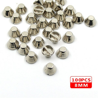 100 vnt. Siuvamosios kniedės CCB piramidinės kūgio kniedės Visų rūšių plastikinės smeigės Sidabrinis Auksas Juodi Spygliai Odiniams Drabužiams Aksesuarai Pasidaryk pats