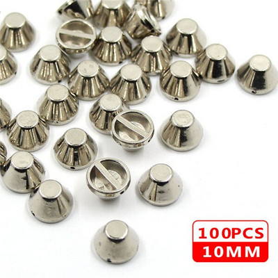 100 vnt. Siuvamosios kniedės CCB piramidinės kūgio kniedės Visų rūšių plastikinės smeigės Sidabrinis Auksas Juodi Spygliai Odiniams Drabužiams Aksesuarai Pasidaryk pats