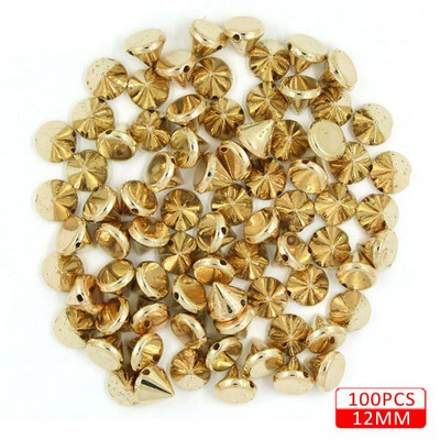 100 vnt. Siuvamosios kniedės CCB piramidinės kūgio kniedės Visų rūšių plastikinės smeigės Sidabrinis Auksas Juodi Spygliai Odiniams Drabužiams Aksesuarai Pasidaryk pats