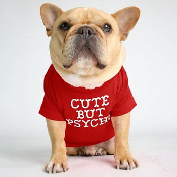 Hot Sell Ρούχα κατοικίδιων ζώων για σκύλους Μονόχρωμο μπλουζάκι γαλλικό μπουλντόγκ μεσαίου μεγέθους Χαριτωμένο κουτάβι Κοστούμι μόδας Εκτύπωση επιστολής