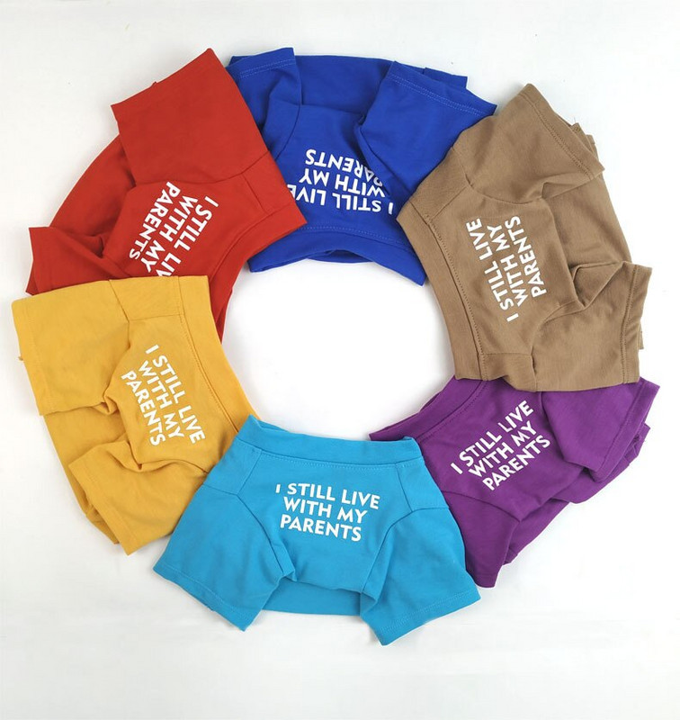 Vinde fierbinte haine pentru animale de companie pentru câine tricou de o singură culoare buldog francez mărime medie costum drăguț cățeluș tipărire litere de modă