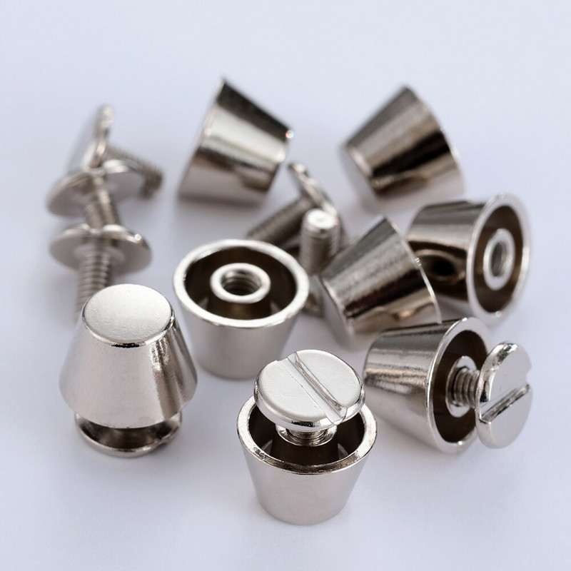 10 seturi 10mm 12mm nituri cu șurub din spate Șuruburi de metal în formă de găleată cuie pentru articole de îmbrăcăminte din piele, curea artizanală, piese de decorare a portofelului
