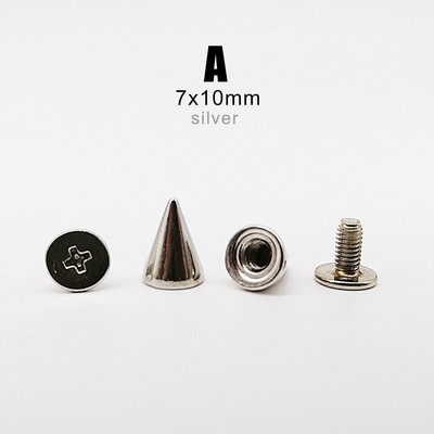 10 rinkinių Metal Decor Punk Bullet Sharp Spike Cone Atsukamas atgal Kniedės Stud Taškas Nagas "Pasidaryk pats" Odinis krepšys Diržas Drabužiai Striukė Batai