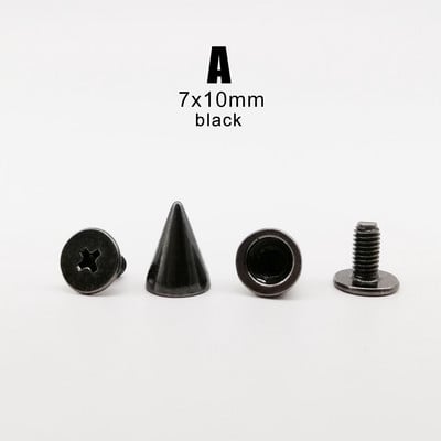10 rinkinių Metal Decor Punk Bullet Sharp Spike Cone Atsukamas atgal Kniedės Stud Taškas Nagas "Pasidaryk pats" Odinis krepšys Diržas Drabužiai Striukė Batai