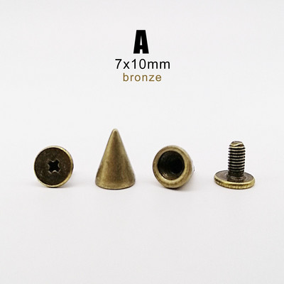 10 rinkinių Metal Decor Punk Bullet Sharp Spike Cone Atsukamas atgal Kniedės Stud Taškas Nagas "Pasidaryk pats" Odinis krepšys Diržas Drabužiai Striukė Batai