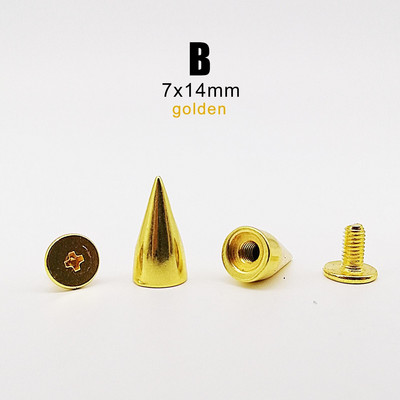 10 rinkinių Metal Decor Punk Bullet Sharp Spike Cone Atsukamas atgal Kniedės Stud Taškas Nagas "Pasidaryk pats" Odinis krepšys Diržas Drabužiai Striukė Batai