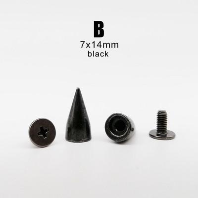 10 rinkinių Metal Decor Punk Bullet Sharp Spike Cone Atsukamas atgal Kniedės Stud Taškas Nagas "Pasidaryk pats" Odinis krepšys Diržas Drabužiai Striukė Batai