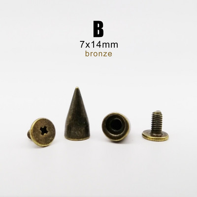 10 rinkinių Metal Decor Punk Bullet Sharp Spike Cone Atsukamas atgal Kniedės Stud Taškas Nagas "Pasidaryk pats" Odinis krepšys Diržas Drabužiai Striukė Batai