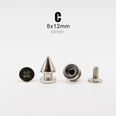 10 rinkinių Metal Decor Punk Bullet Sharp Spike Cone Atsukamas atgal Kniedės Stud Taškas Nagas "Pasidaryk pats" Odinis krepšys Diržas Drabužiai Striukė Batai