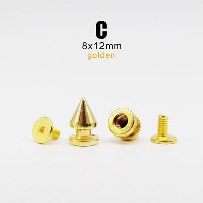 10 rinkinių Metal Decor Punk Bullet Sharp Spike Cone Atsukamas atgal Kniedės Stud Taškas Nagas "Pasidaryk pats" Odinis krepšys Diržas Drabužiai Striukė Batai