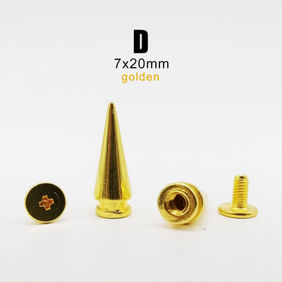 10 rinkinių Metal Decor Punk Bullet Sharp Spike Cone Atsukamas atgal Kniedės Stud Taškas Nagas "Pasidaryk pats" Odinis krepšys Diržas Drabužiai Striukė Batai