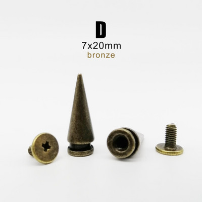 10 rinkinių Metal Decor Punk Bullet Sharp Spike Cone Atsukamas atgal Kniedės Stud Taškas Nagas "Pasidaryk pats" Odinis krepšys Diržas Drabužiai Striukė Batai