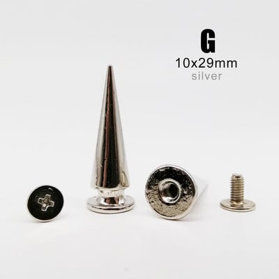 10 rinkinių Metal Decor Punk Bullet Sharp Spike Cone Atsukamas atgal Kniedės Stud Taškas Nagas "Pasidaryk pats" Odinis krepšys Diržas Drabužiai Striukė Batai