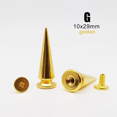 10 rinkinių Metal Decor Punk Bullet Sharp Spike Cone Atsukamas atgal Kniedės Stud Taškas Nagas "Pasidaryk pats" Odinis krepšys Diržas Drabužiai Striukė Batai
