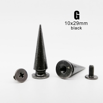 10 rinkinių Metal Decor Punk Bullet Sharp Spike Cone Atsukamas atgal Kniedės Stud Taškas Nagas "Pasidaryk pats" Odinis krepšys Diržas Drabužiai Striukė Batai
