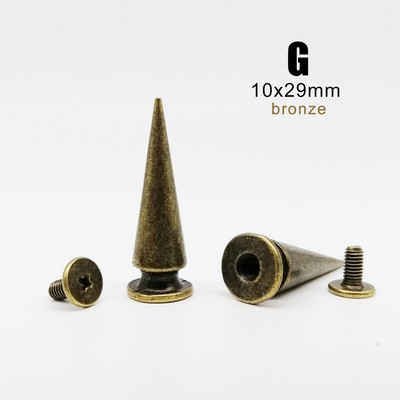 10 rinkinių Metal Decor Punk Bullet Sharp Spike Cone Atsukamas atgal Kniedės Stud Taškas Nagas "Pasidaryk pats" Odinis krepšys Diržas Drabužiai Striukė Batai