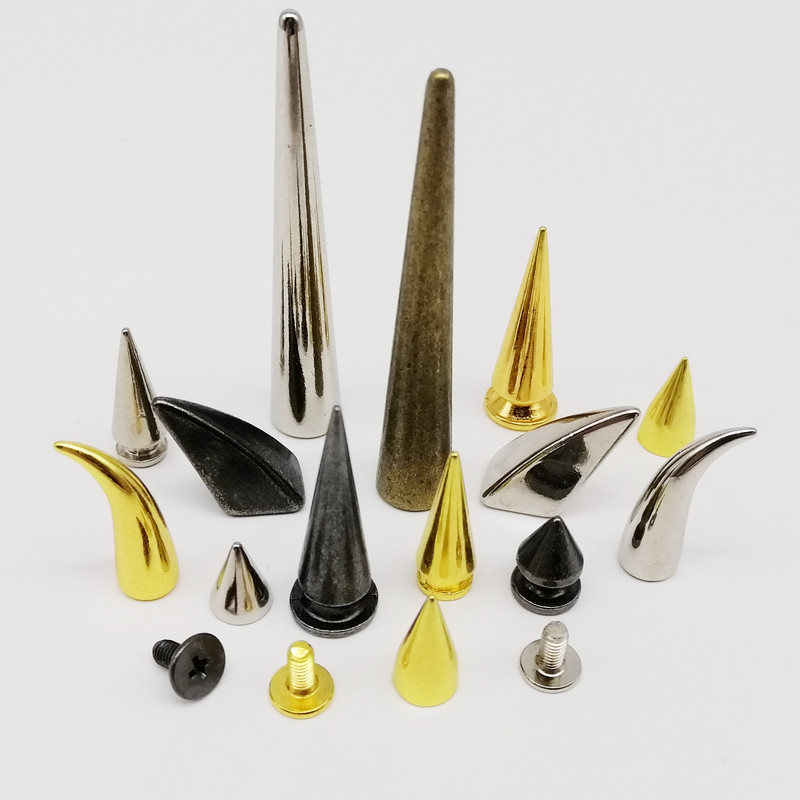 10 rinkinių Metal Decor Punk Bullet Sharp Spike Cone Atsukamas atgal Kniedės Stud Taškas Nagas "Pasidaryk pats" Odinis krepšys Diržas Drabužiai Striukė Batai