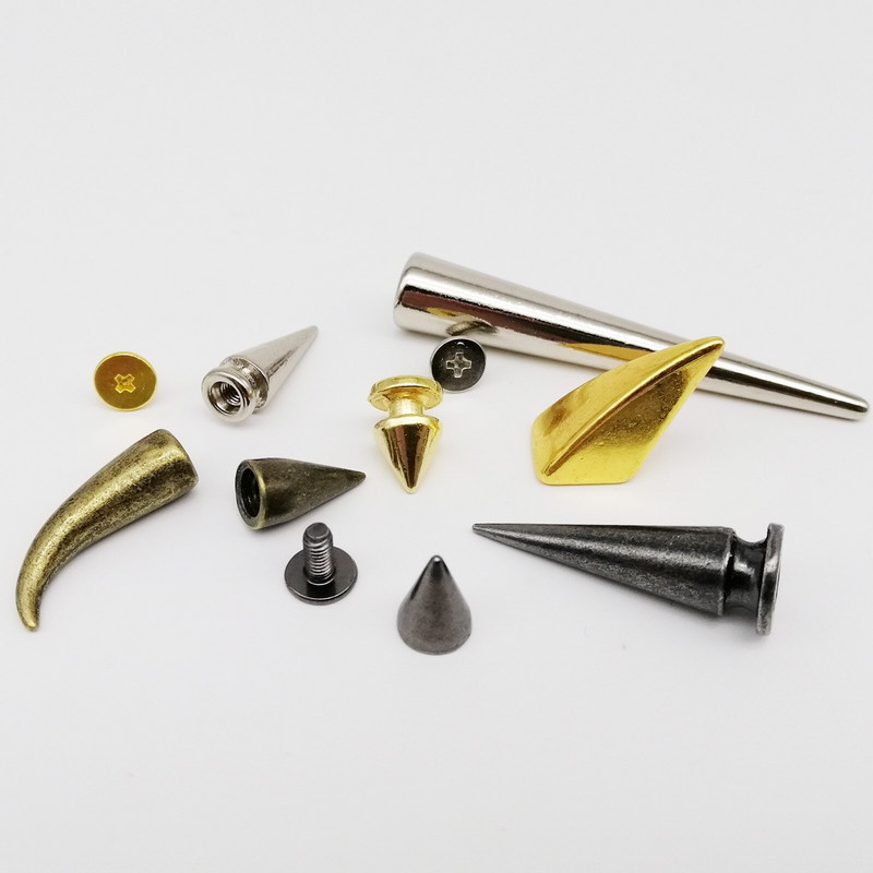 10 rinkinių Metal Decor Punk Bullet Sharp Spike Cone Atsukamas atgal Kniedės Stud Taškas Nagas "Pasidaryk pats" Odinis krepšys Diržas Drabužiai Striukė Batai