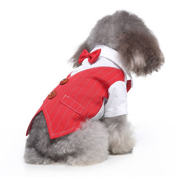 νυφικό κοστούμι ρούχων για σκύλους κατοικίδιων ζώων Κοστούμι για κατοικίδια για σκύλους Cachorro Mascotas Κοστούμι ριγέ σμόκιν παπιγιόν Γαμήλιο πουκάμισο Στολή κυρίων