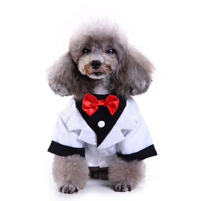 pulmakleit lemmiklooma koer riided ülikond Koer Lemmiklooma ülikond Cachorro Mascotas ülikond Triibuline smoking kikilips Pulmasärk Härrasmehe kostüüm