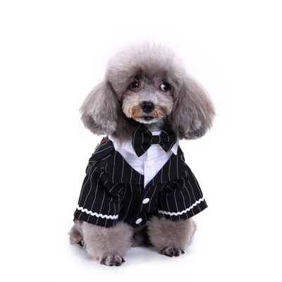 pulmakleit lemmiklooma koer riided ülikond Koer Lemmiklooma ülikond Cachorro Mascotas ülikond Triibuline smoking kikilips Pulmasärk Härrasmehe kostüüm