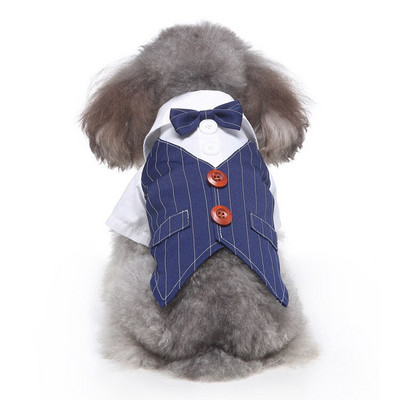 pulmakleit lemmiklooma koer riided ülikond Koer Lemmiklooma ülikond Cachorro Mascotas ülikond Triibuline smoking kikilips Pulmasärk Härrasmehe kostüüm