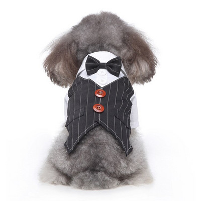 pulmakleit lemmiklooma koer riided ülikond Koer Lemmiklooma ülikond Cachorro Mascotas ülikond Triibuline smoking kikilips Pulmasärk Härrasmehe kostüüm